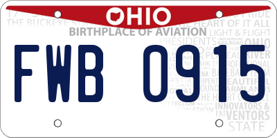 OH license plate FWB0915