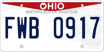 OH license plate FWB0917