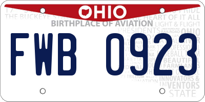 OH license plate FWB0923