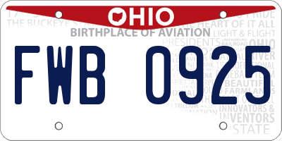 OH license plate FWB0925