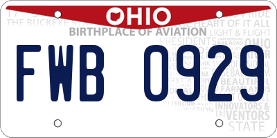 OH license plate FWB0929