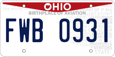 OH license plate FWB0931