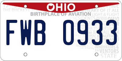 OH license plate FWB0933