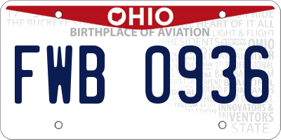 OH license plate FWB0936