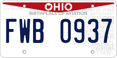 OH license plate FWB0937