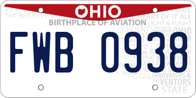 OH license plate FWB0938