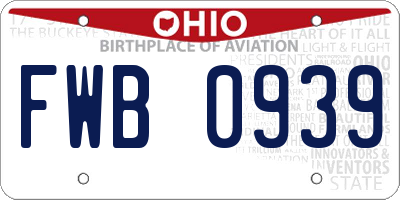 OH license plate FWB0939