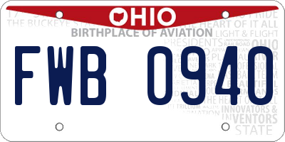 OH license plate FWB0940