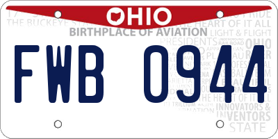 OH license plate FWB0944