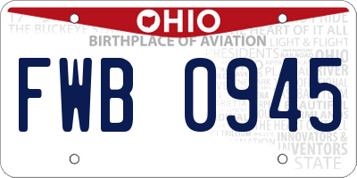 OH license plate FWB0945