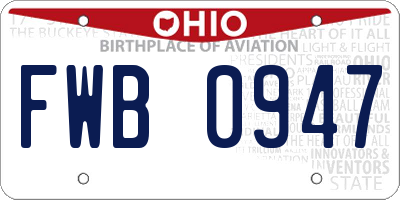 OH license plate FWB0947