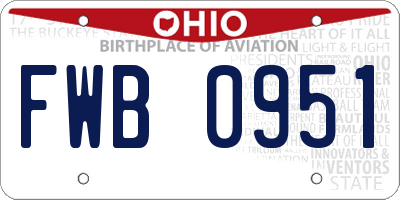 OH license plate FWB0951