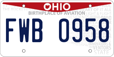 OH license plate FWB0958