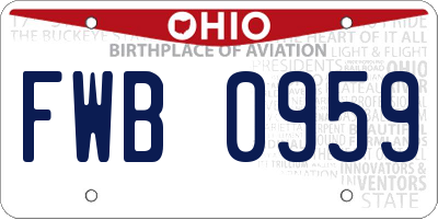 OH license plate FWB0959