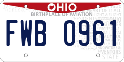 OH license plate FWB0961