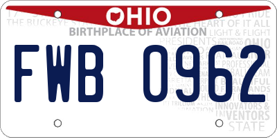 OH license plate FWB0962