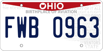 OH license plate FWB0963