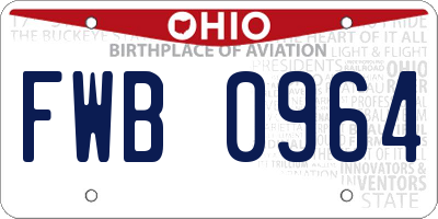 OH license plate FWB0964