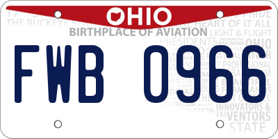 OH license plate FWB0966