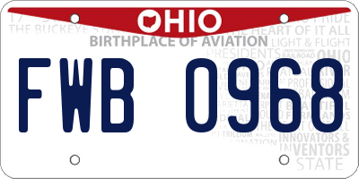 OH license plate FWB0968