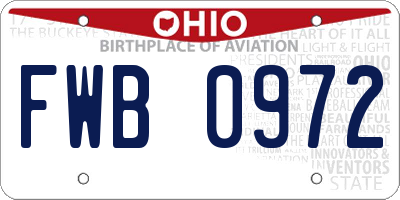 OH license plate FWB0972