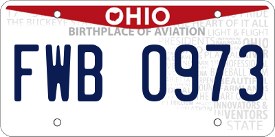 OH license plate FWB0973