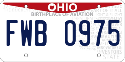 OH license plate FWB0975