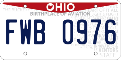 OH license plate FWB0976