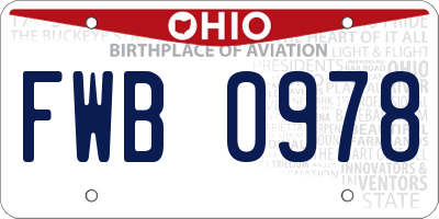 OH license plate FWB0978