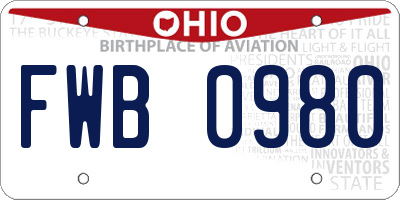 OH license plate FWB0980