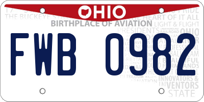 OH license plate FWB0982