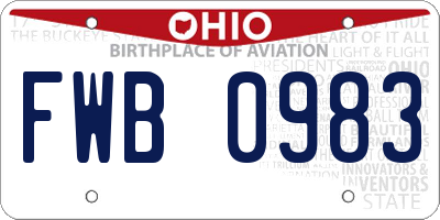 OH license plate FWB0983