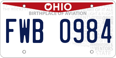 OH license plate FWB0984