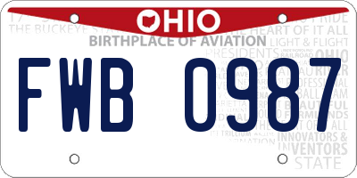 OH license plate FWB0987