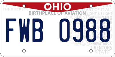 OH license plate FWB0988