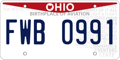 OH license plate FWB0991