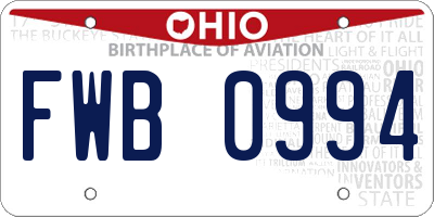 OH license plate FWB0994