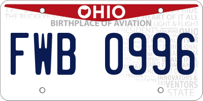 OH license plate FWB0996