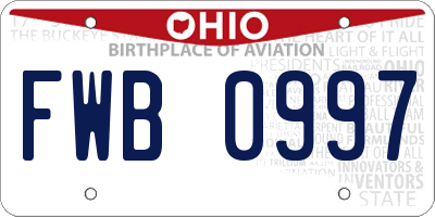 OH license plate FWB0997