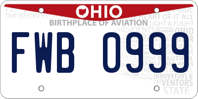 OH license plate FWB0999