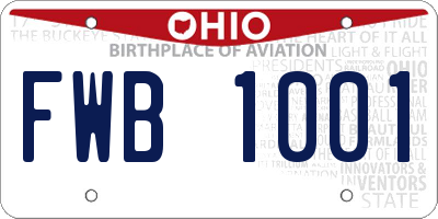 OH license plate FWB1001