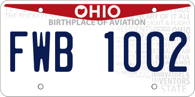 OH license plate FWB1002