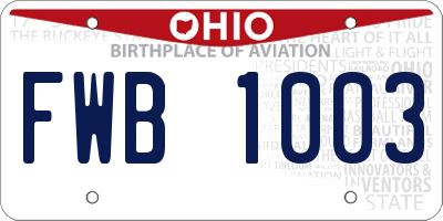 OH license plate FWB1003