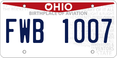 OH license plate FWB1007