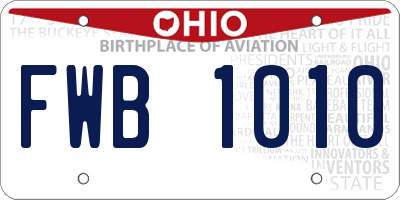 OH license plate FWB1010