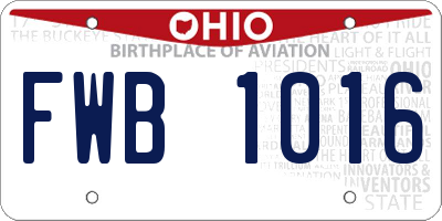 OH license plate FWB1016