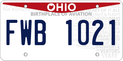 OH license plate FWB1021