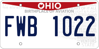 OH license plate FWB1022