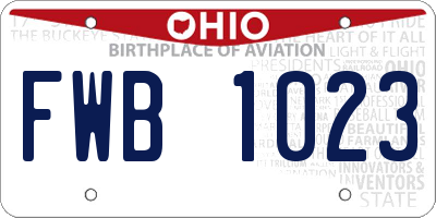 OH license plate FWB1023