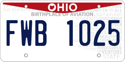 OH license plate FWB1025